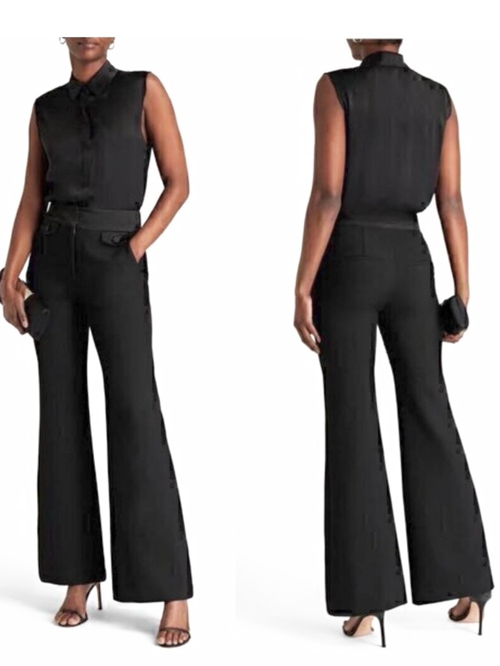 Veronica Beard Black Wide-Leg Tuxedo line pant. Size 0. Like new!
